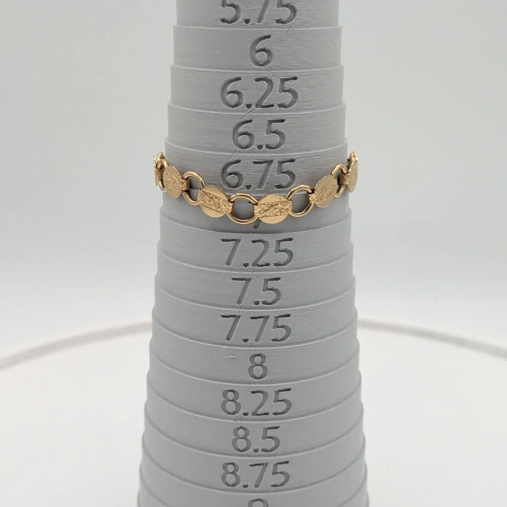 Vintage Gold Tone Sarah Coventry textured disks round link chain Bracelet‎ 7 